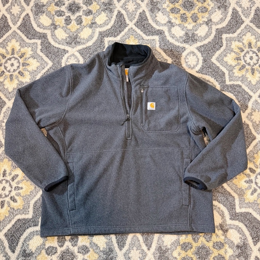 CARHARTT Men’s Dalton Gray Fleece 1/4 Zip Pullover Long Sleeve Jacket | Size XL